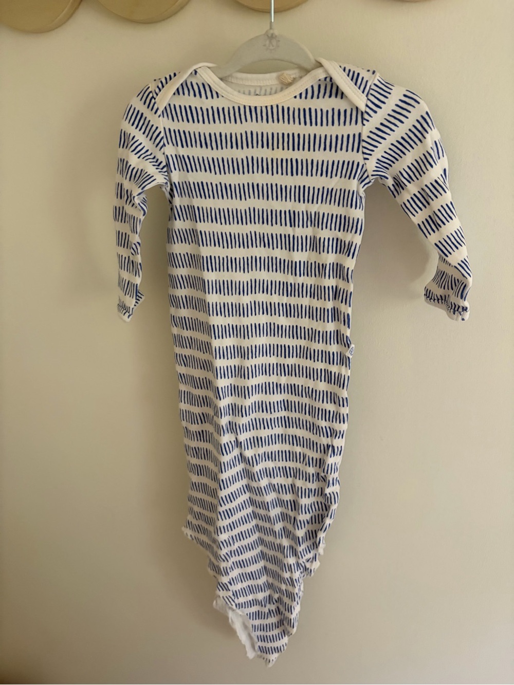 Baby Blue Stripe Long-Sleeve One-Piece Bodysuit
